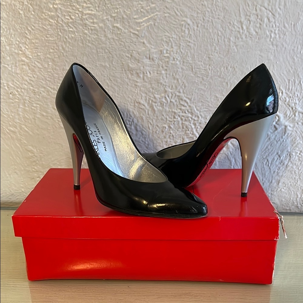 Charles Jourdan Vintage Black & Silver Stiletto Heels